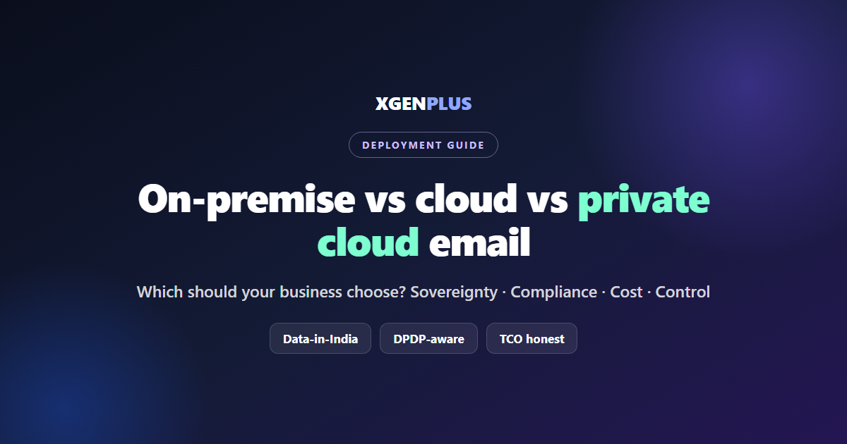 On-premise vs cloud vs private cloud email — which should your business choose? A decision guide by XgenPlus.