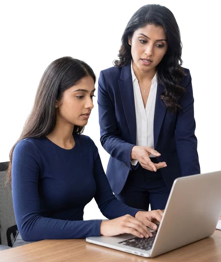 SIYA, the XgenPlus assistant, guiding a user at a laptop